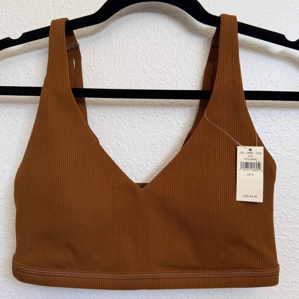 NWT AERIE Bra Ribbed Plunge V-neck Bralette in Brown
